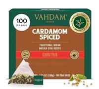 VAHDAM Te Chai al Cardamomo, 100 Bustine Piramidali | Chai tea | The chai originale | Cardamomo macinato fresco con tè nero