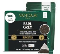 VAHDAM, bustine di tè nero Earl Grey (100 bustine), caffeina media, non OGM, senza glutine | Agrumi, bergamotto e delicato | Bustina richiudibile con chiusura lampo | Bustine di tè a base vegetale