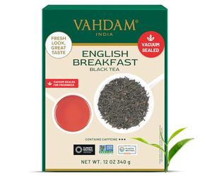 VAHDAM, Tè Nero Originale English Breakfast (340g, 170+ Tazze) Te in Foglie Forte, Robusto e Aromatico, Sottovuoto, Monorigine