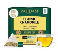 VAHDAM, Tisane alla Camomilla (100 Bustine) 100% Tisane e Infusi Puri dall'Aroma Dolce e Floreale | Tè alle erbe | The in Foglie di Prima Qualità | In Bustina Richiudibile con Chiusura Ermetica