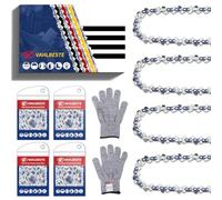 Vahlbeste 4 Catene Catena Motosega 3/10"LP, 0.043"/(1,1mm), 28 maglie, Lunghezza Taglio 12 cm, Catena per Motosega con 4 Fibbia Pendente e Guanti, Compatibile con WORX WG324E Einhell Ferrex Parkside