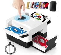 Vahlbeste Mescolatore Carte da Gioco a Basso Rumore, Mischia Carte Automatico con Batteria Ricaricabile da 2000 mAh e Cavo di Ricarica UBS, Distributore Carte da Gioco per 2 Mazzi (Bianco)