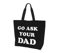 Vai a chiedere a tuo padre, borsa per la spesa riutilizzabile in tela leggera da donna, nera