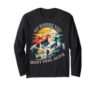 Vai dove ti senti più vivo Escursionista in montagna Trail Adventure Maglia a Manica