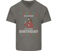 Vai Gesù È Il Tuo Compleanno Divertente Natale Uomo V-Neck Cotone T-Shirt