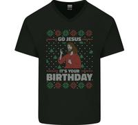 Vai Gesù È Il Tuo Compleanno Divertente Natale Uomo V-Neck Cotone T-Shirt