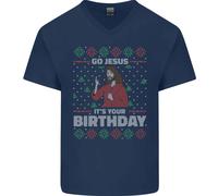 Vai Gesù È Il Tuo Compleanno Divertente Natale Uomo V-Neck Cotone T-Shirt