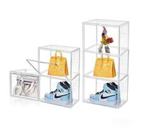 Vaian Scatola di plastica acrilica, Trasparente impilabile con porta magnetica, Per i giocattoli, Collezione, Cosmetici, Scarpe, Libri (6 sets)