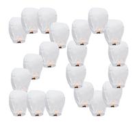 VAIIEYO 20 Pack Bianco Lanterne Cinesi del Cielo, Lanterne di Carta Volanti, Lanterne del Cielo Che Desiderano, Luci Luminose Volanti in Stile Tradizionale, Usate per Compleanni, Matrimoni, Feste