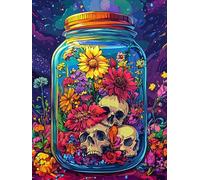 VAIIEYO 5D Diamond Painting Cranio, Diamond Painting Kit Completo Fiore, Pittura Diamante 5D Fai da Te, Ricamo con Strass Punto Croce Arte e Artigianato Decorazione per Casa e Pareti 30x40 cm-48