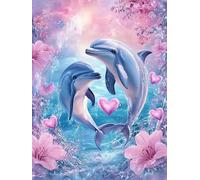 VAIIEYO 5D Diamond Painting Delfino, Diamond Painting Kit Completo Animale, Pittura Diamante 5D Fai da Te, Ricamo con Strass Punto Croce Arte e Artigianato Decorazione per Casa e Pareti 30x40 cm-9