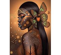 VAIIEYO 5D Diamond Painting Kit Completo African, Pittura Diamante 5D Fai Da Te Donna Africana, Ricamo con Strass Punto Croce Arte e Artigianato Decorazione per Casa e Pareti 30x40 cm