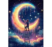 VAIIEYO 5D Diamond Painting Uomo, Diamond Painting Kit Completo Luna, Pittura Diamante 5D Fai da Te, Ricamo con Strass Punto Croce Arte e Artigianato Decorazione per Casa e Pareti 30x40 cm-64