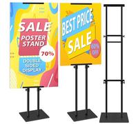 VAIIGO 2 Pack Supporto per Poster KT Board Doppia Faccia, Supporto per Espositore Regolabile, Altezza del Supporto Pubblicitario in Metallo Fino a 78 Pollici (Nero)