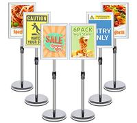 VAIIGO 6 espositori per poster, da pavimento, formato A4, regolabili, in alluminio, per cartelli, menù, pubblicità, annunci e vendite (argento, 6 pezzi)