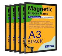 VAIIGO A3 Cornice Magnetica per Espositore, Duraframe Autoadesiva Magnetic, per Superfici Lisce e Solide (Nero, A3/5 Pezzi)