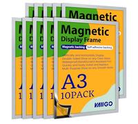 VAIIGO A3 Cornice Magnetica per Espositore, Duraframe Autoadesiva Magnetic, per Superfici Lisce e Solide (Argento, A3/10 Pezzi)
