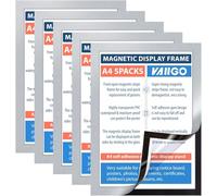 VAIIGO A4 Cornice Magnetica per Espositore, Espositore Adesivo Magnetico, Porta Poster con Autoadesiva magnetico, Cornice Adesiva Parete Magnetica per Superfici Lisce e Solide(5 Pezzi, Argento)