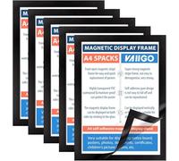 VAIIGO A4 Cornice Magnetica per Espositore, Espositore Adesivo Magnetico, Porta Poster con Autoadesiva magnetico, Cornice Adesiva Parete Magnetica per Superfici Lisce e Solide (5 Pezzi, Nero)