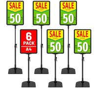 VAIIGO Confezione da 6 supporti per poster, formato A4, supporto per cartelli da tavolo, supporto regolabile per segnaletica, menù pubblicitari, espositori per affari, ufficio, ristorante