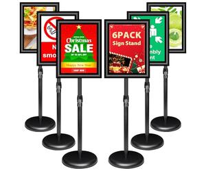 VAIIGO Confezione da 6 supporti regolabili in alluminio, formato A3, per menù, poster, pubblicità, vendite, avvisi, segnaletica (nero, confezione da 6)