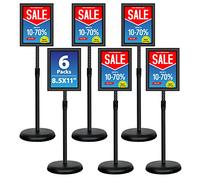 VAIIGO Confezione da 6 supporti regolabili per poster, 21,9 x 27,9 cm, resistenti, in alluminio, con apertura a scatto, per cartelli verticali e orizzontali, colore nero