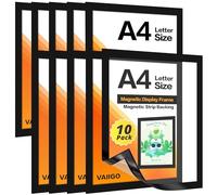 VAIIGO Cornice Magnetic Espositiva 10 Pezzi Forte Porta Documenti a Fissaggio Cornici Magnetiche A4 Poster e Avvisi Espositori per frigoriferi, superfici metalliche, Formato A4, Nero