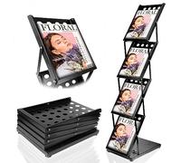 VAIIGO Espositore per brochure, formato A4, portatile, pieghevole, per esposizioni, libri, letteratura, espositore da pavimento, per fiere, mostre, ufficio, eventi (4 tasche, nero)