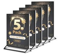 VAIIGO Espositore per menù in acrilico, formato A4, a doppia faccia, per ristoranti, hotel, promozioni, foto, documenti e altro, confezione da 5 (nero, formato A4/5 pezzi)