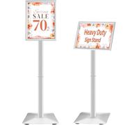 VAIIGO Heavy Duty Sign Holder Poster Stand, display regolabile Menu Stand Floor Standing Sign Holder with Cast Iron Base for Poster, Menu, Ads, Sales, Notice, Segnage Display Stand (A4, Silver)