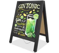 VAIIGO Lavagna in Legno A-Frame 43x65cm - Lavagna Magnetica Doppia Faccia Autonoma, Insegna Sandwich da Esterno per Pubblicità Menu per Negozio, Festa - Nera