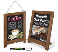 VAIIGO Lavagna Magnetica Pieghevole 26x35.5cm, Menu Board da Tavolo da Appendere con Cordoncino Giallo, Pennarello a Gesso Liquido Incluso, Lavagnetta Display Cucina, Ufficio, Negozio, Bar, Ristorante