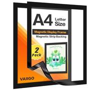 VAIIGO Magnetico Cornice Espositiva A4 Magnetico Supporto per Cartelli Cornici Magnetiche Informazioni Poster per frigoriferi, superfici metalliche, Confezione da 2 Pezzi, Nero