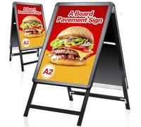 VAIIGO Pavimentazione Cartello Cornice A2 in Alluminio - Cavalletto Pubblicitario Doppia Faccia per Menu Ristorante/Offerte Promozionali/Negozi, Supporto Poster da Parete o Pavimento, Nero