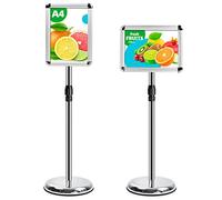 VAIIGO Supporto per espositore regolabile, supporto per poster, struttura a scatto, supporti per esposizione in alluminio a pavimento, rack pubblicitario sostituibile (Silver02, A4)