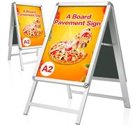 VAIIGO Supporto per poster Cornice Pubblicitario A2 in Alluminio - Supporto per Poster Doppia Faccia da Esterno, Cornice A-Board Poster Stand per Menu Ristorante/Pubblicità Negozi, Argento
