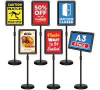 VAIIGO Supporto per poster da pavimento per esterni, supporto per menù, per display verticale e orizzontale, segnaletica, pubblicità, espositore per poster, nero, A3, confezione da 6