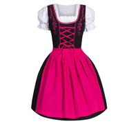 VaiKanhai Dirndl Abito da donna tedesco, taglie forti con scollo quadrato, grembiule da birra, costume rinascimentale, vestito gotico, costume da barbie, Colore: rosa., 5XL