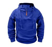 VaiKanhai Felpa da uomo, invernale, patchwork, colore casual, con cappuccio, felpa a vento, traspirante, calda, da uomo, per tutti i giorni, Blu, XXL