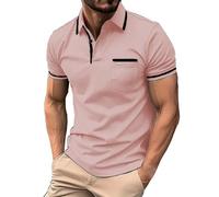 VaiKanhai Magliette Polo Uomo Maniche Corte 100% Cotone, Henleyshirt con Bottoncini Senza Etichetta con Tasca sul Petto, Maglietta Uomo Casual Estate Camicia da Lavoro Uomo Elasticizzata Asciugatura