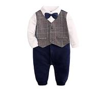 VaiKanhai Neonato Cotone Papillon Gentleman Manica Lunga Pagliaccetto Tuta Set Vestiti Neonato Un Pezzo, a, 0-3 Monate