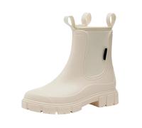 VaiKanhai Stivali di gomma 2024 da donna temperamento England Rain Boots Mid Calf Boots Non Slip Wear Water Shoes Scarpe da donna 405, beige., 40 EU