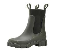VaiKanhai Stivali di gomma 2024 Donna Temperament England Rain Boots Mid Calf Boots Non Slip Wear Water Shoes Scarpe da donna Nero Piatto, verde, 41 EU