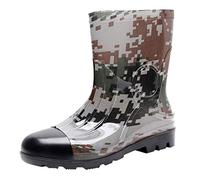 VaiKanhai Stivali di gomma Camouflage Mid Rain Stivali da pioggia da uomo antiscivolo stivali da pioggia all'aperto scarpe da uomo impermeabili invernali, verde, 43 EU