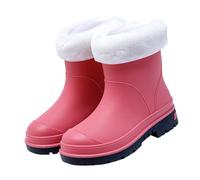VaiKanhai Stivali di gomma Mid Barrel Stivali da pioggia per studenti, caldi, antiscivolo, più velluto, scarpe da acqua, scarpe da donna 43 sandali, Colore: rosa., 38 EU