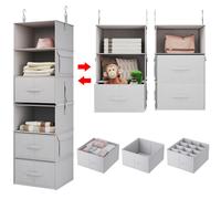 Vailando Organizer per Armadio a 6 Ripiani, 2 Ripiani Sospesi Separabili a 3 Ripiani con 3 Cassetti per Armadio, Cameretta dei Bambini, Organizza