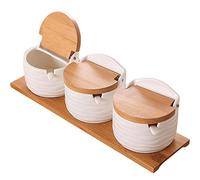 VAILANG 1 Zuccheriera in Pezzo con Coperchio Cucchiaio Contenitore per condimento in Legno per Utensili da Cucina Scatola per la conservazione del Sale