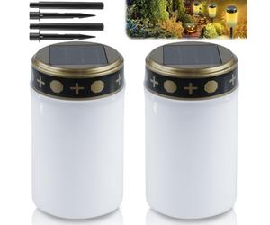 Vaileal 2 lumini tombali: luce solare, 7 x 12 cm, LED, impermeabili, esterni, sensore di luce, con picchetto