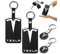 Vaileal 2 pezzi porta carte portachiavi per Tesla Model 3: modello Y portachiavi in silicone per Tesla, resistente all'usura e antipolvere, protettore portachiavi con logo, accessori per auto, Nero ,