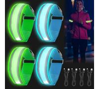 Vaileal 4 bracciali a LED ricaricabili: bracciale a LED USB, nastro riflettente a LED, per corsa, abbigliamento da corsa riflettente ad alta visibilità per jogging, corsa, corsa, sport